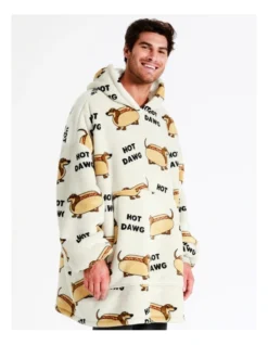 Hot Dawg Oversized Sleep Hoodie In Grey -Myer Clothing Shop 965972620 4 720x928