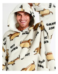 Hot Dawg Oversized Sleep Hoodie In Grey -Myer Clothing Shop 965972620 6 720x928