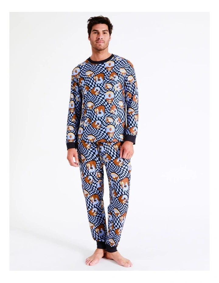 Cozy Knit Donut Sloth PJ Set In Blue 3 Cozy Knit Donut Sloth PJ Set In Blue - Image 3