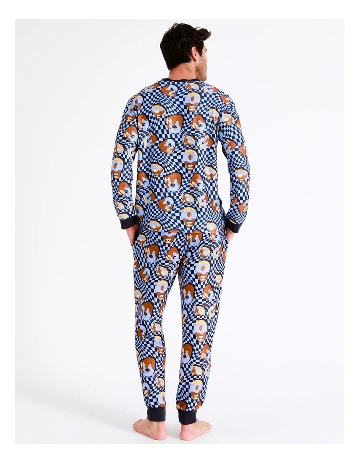 Cozy Knit Donut Sloth PJ Set In Blue 6 Cozy Knit Donut Sloth PJ Set In Blue - Image 6