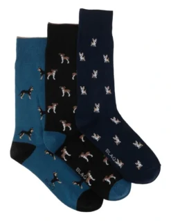 Patterned Crew Length Socks 3 Pair Pack In Multi