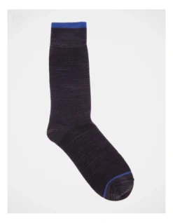 1 Pair Random Plated Crew Length Socks In Black/Blue