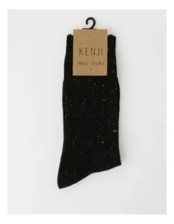 1 Pair Ribbed Boot Crew Length Socks In Black -Myer Clothing Shop 966000610 3 720x928