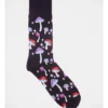 1 Pair Mushroom Crew Length Socks In Black
