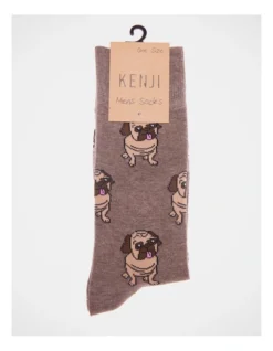 1 Pair Pug Crew Length Socks In Brown Marle -Myer Clothing Shop 966001330 3 720x928