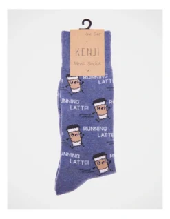 1 Pair Running Latte Crew Length Socks In Denim -Myer Clothing Shop 966001600 3 720x928