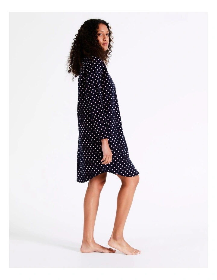SOHO Flannelette Nightshirt In Navy Spot 6 SOHO Flannelette Nightshirt In Navy Spot - Image 6