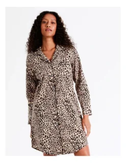 SOHO Flannelette Nightshirt In Leopard Print