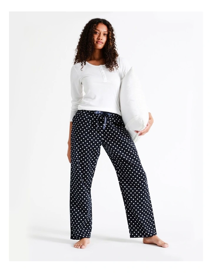 SOHO Flannelette Pyjama Pant In White Spot 1 SOHO Flannelette Pyjama Pant In White Spot