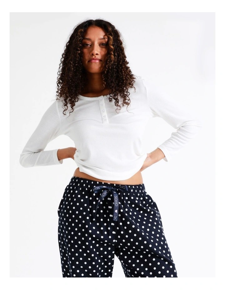 SOHO Flannelette Pyjama Pant In White Spot 4 SOHO Flannelette Pyjama Pant In White Spot - Image 4