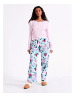 SOHO Flannelette Pyjama Pant In Mint Floral