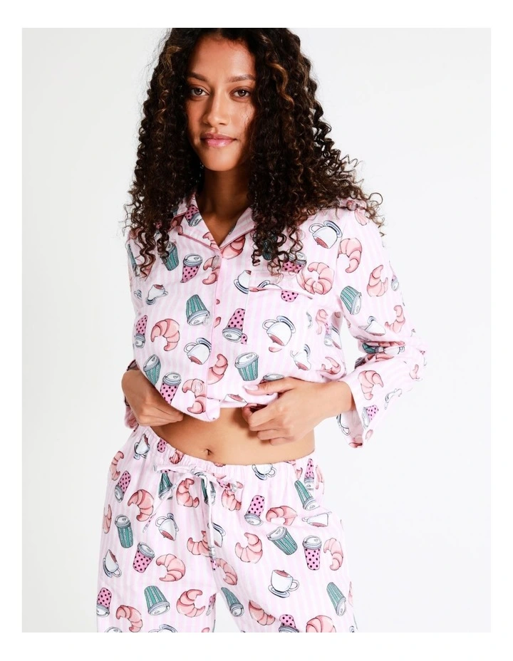 SOHO Flannelette Pyjama Set In Coffee Croissant 6 SOHO Flannelette Pyjama Set In Coffee Croissant - Image 6