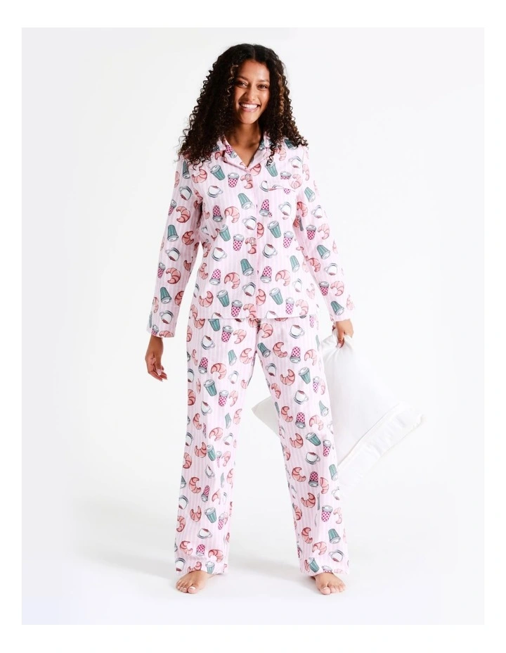 SOHO Flannelette Pyjama Set In Coffee Croissant 7 SOHO Flannelette Pyjama Set In Coffee Croissant - Image 7