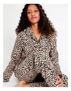 SOHO Flannelette Pyjama Set In Leopard Print