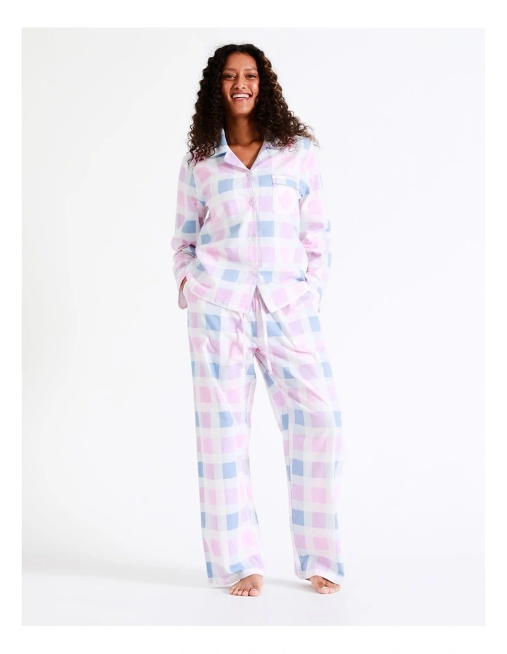 SOHO Flannelette Pyjama Set Large Check In Pink 3 SOHO Flannelette Pyjama Set Large Check In Pink - Image 3
