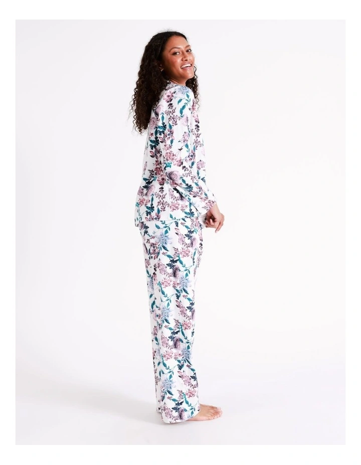 SOHO Twill Flannelette Pyjama Set In White Floral 5 SOHO Twill Flannelette Pyjama Set In White Floral - Image 5
