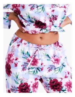SOHO Twill Flannelette Pyjama Set In Blue Floral -Myer Clothing Shop 966004480 3 720x928