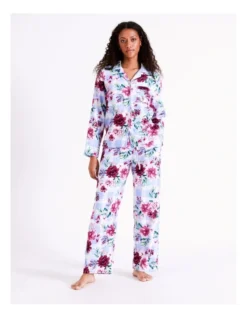 SOHO Twill Flannelette Pyjama Set In Blue Floral -Myer Clothing Shop 966004480 4 720x928