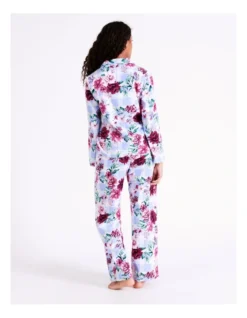 SOHO Twill Flannelette Pyjama Set In Blue Floral -Myer Clothing Shop 966004480 6 720x928