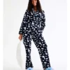 Womens Pyjama Set In Midnight Animal Clouds Print