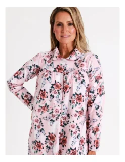 SOHO Timeless Flannelette Mid Length Nightie In Pink Roses -Myer Clothing Shop 966004840 3 720x928