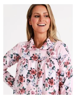 SOHO Timeless Flannelette Mid Length Nightie In Pink Roses -Myer Clothing Shop 966004840 4 720x928