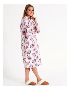 SOHO Timeless Flannelette Mid Length Nightie In Pink Roses -Myer Clothing Shop 966004840 6 720x928