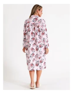 SOHO Timeless Flannelette Mid Length Nightie In Pink Roses -Myer Clothing Shop 966004840 7 720x928