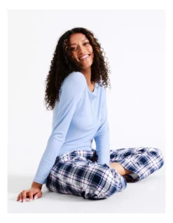 SOHO Henley Rib Long Sleeve Top In Blue 13 SOHO Henley Rib Long Sleeve Top In Blue -Myer Clothing Shop 966005110 7 720x928