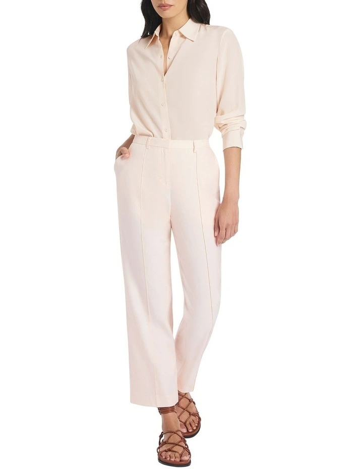 Saxon Cropped Linen Pant In Cream 2 Saxon Cropped Linen Pant In Cream - Image 2