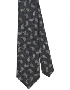 Silver Paisley Tie In Blue