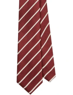 Grey Stripe Tie In Red