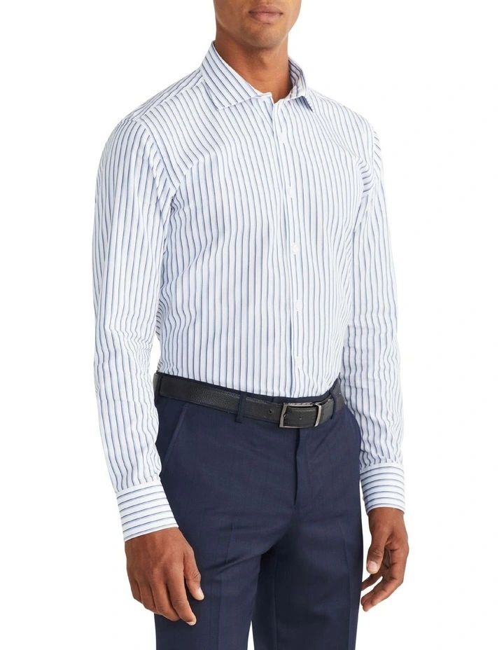 Slim Long Sleeve Stripe Shirt In Blue 1 Slim Long Sleeve Stripe Shirt In Blue