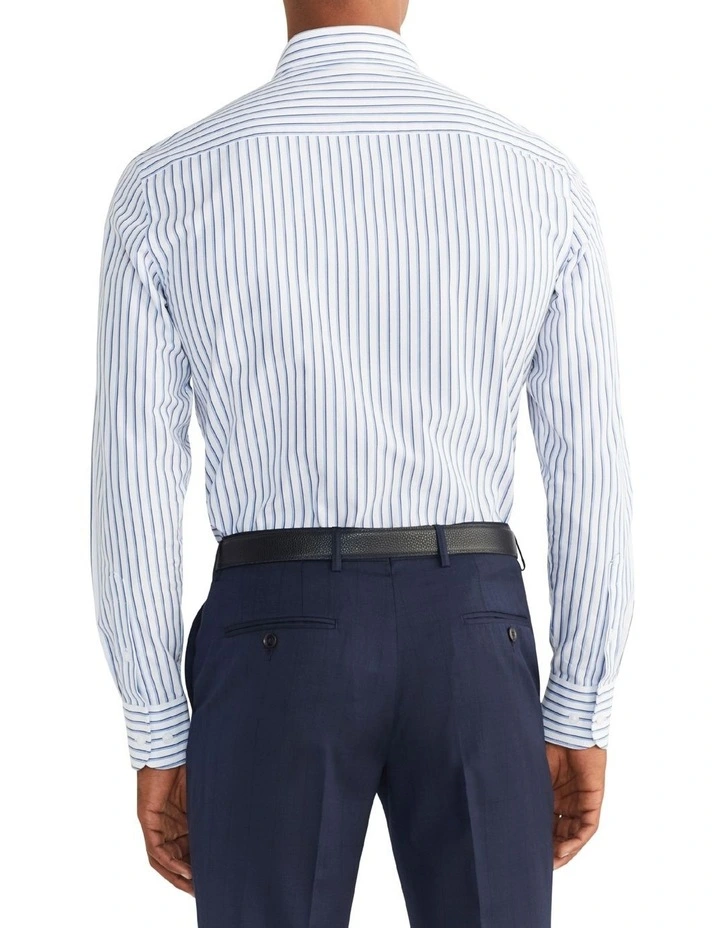Slim Long Sleeve Stripe Shirt In Blue 2 Slim Long Sleeve Stripe Shirt In Blue - Image 2