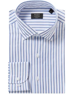Slim Long Sleeve Stripe Shirt In Blue 5 Slim Long Sleeve Stripe Shirt In Blue -Myer Clothing Shop 966277270 3 720x928
