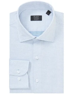 Tailored Long Sleeve Jacquard Shirt In Blue -Myer Clothing Shop 966278530 3 720x928