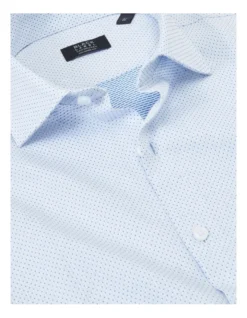 Tailored Long Sleeve Jacquard Shirt In Blue -Myer Clothing Shop 966278530 4 720x928