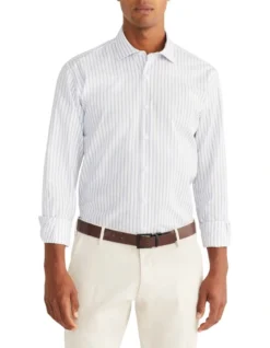 Tailored Long Sleeve Stripe Shirt In Purple