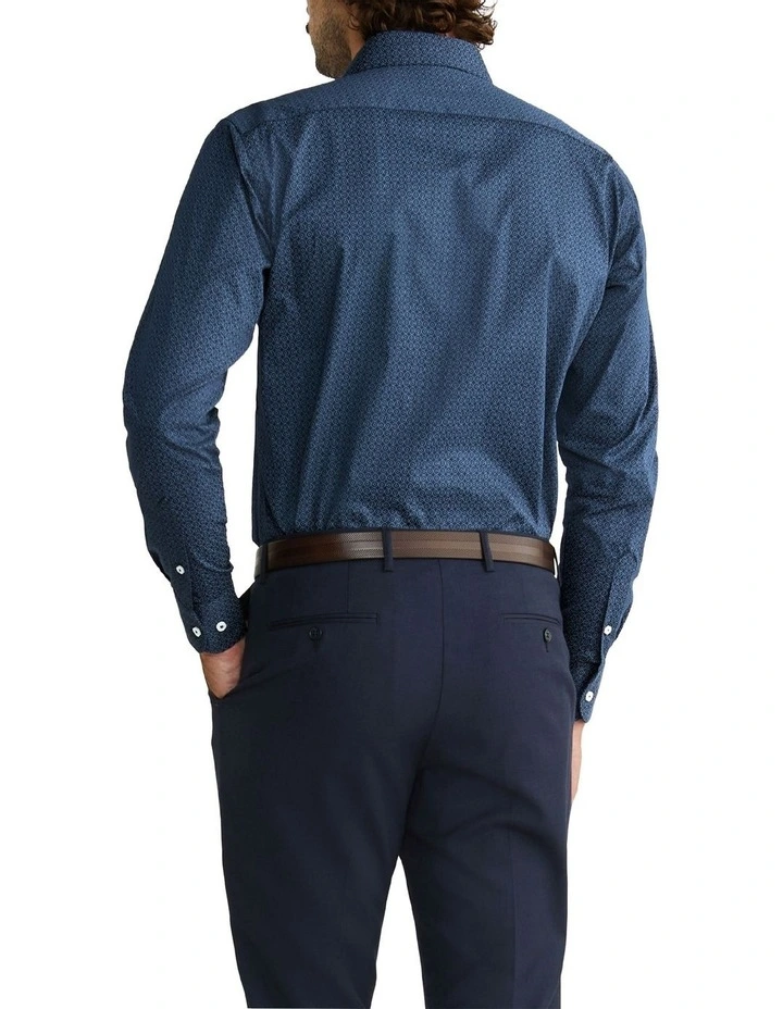 Tailored Long Sleeve 1 Colour Circle Print Shirt In Blue 2 Tailored Long Sleeve 1 Colour Circle Print Shirt In Blue - Image 2