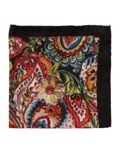 Gibson Paisley Silk Pocket Square In Brown