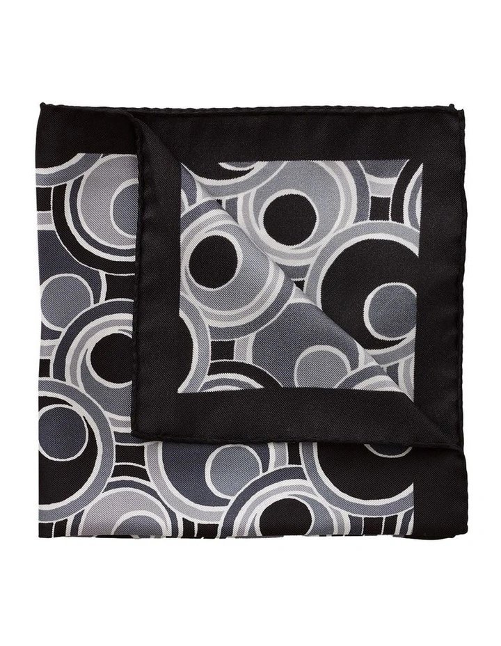 Gibson Geometric Silk Pocket Square In Black/White 2 Gibson Geometric Silk Pocket Square In Black/White - Image 2