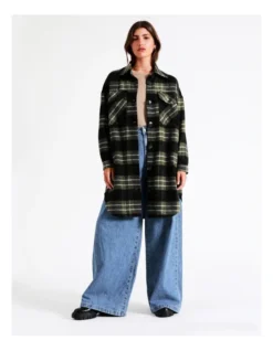 Longline Check Shacket In Khaki Multi 11 Longline Check Shacket In Khaki Multi -Myer Clothing Shop 966478240 5 720x928