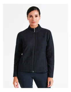 Regatta Recycled Polyester Blend Zip Thru Honeycomb Jacquard Sweat Top In Navy -Myer Clothing Shop 966514060 3 720x928