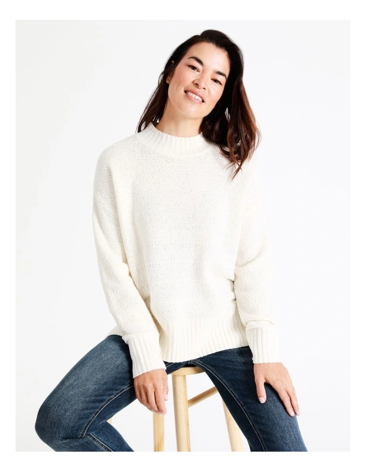 Regatta Fancy Knit Drop Shoulder Jumper In Ivory 1 Regatta Fancy Knit Drop Shoulder Jumper In Ivory