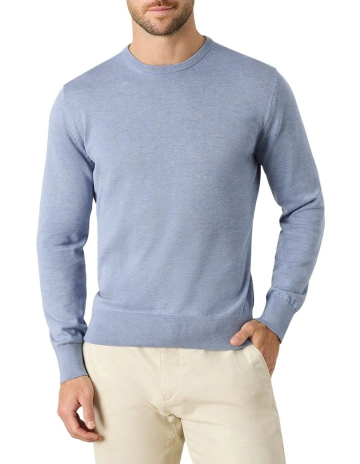 Barnett Silk Cotton Crew In Blue 1 Barnett Silk Cotton Crew In Blue
