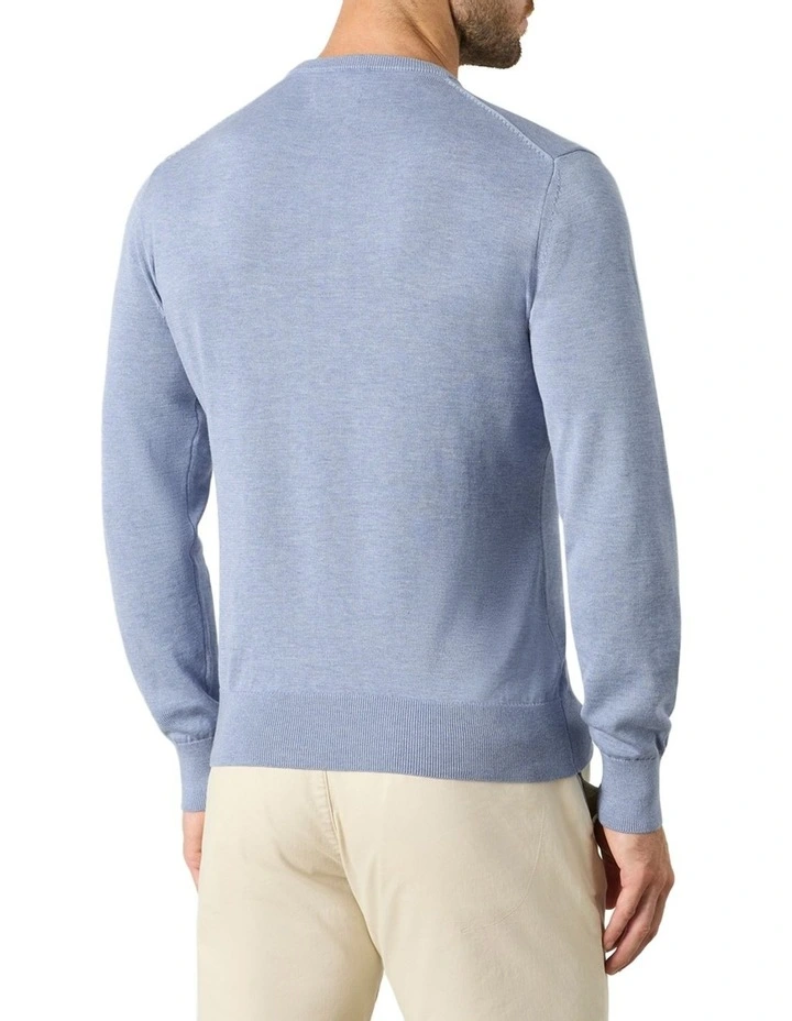 Barnett Silk Cotton Crew In Blue 2 Barnett Silk Cotton Crew In Blue - Image 2