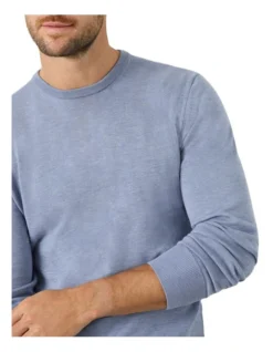 Barnett Silk Cotton Crew In Blue 6 Barnett Silk Cotton Crew In Blue -Myer Clothing Shop 966519190 966532330 3 720x928