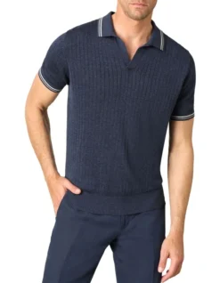 Haplin Rib Polo In Blue