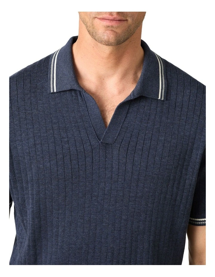 Haplin Rib Polo In Blue 3 Haplin Rib Polo In Blue - Image 3