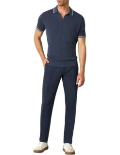 Haplin Rib Polo In Blue 7 Haplin Rib Polo In Blue -Myer Clothing Shop 966520270 966545020 4 720x928